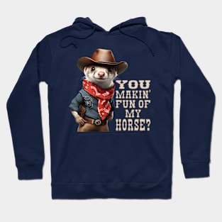 Funny animal weasel cowboy horse western American west Hoodie